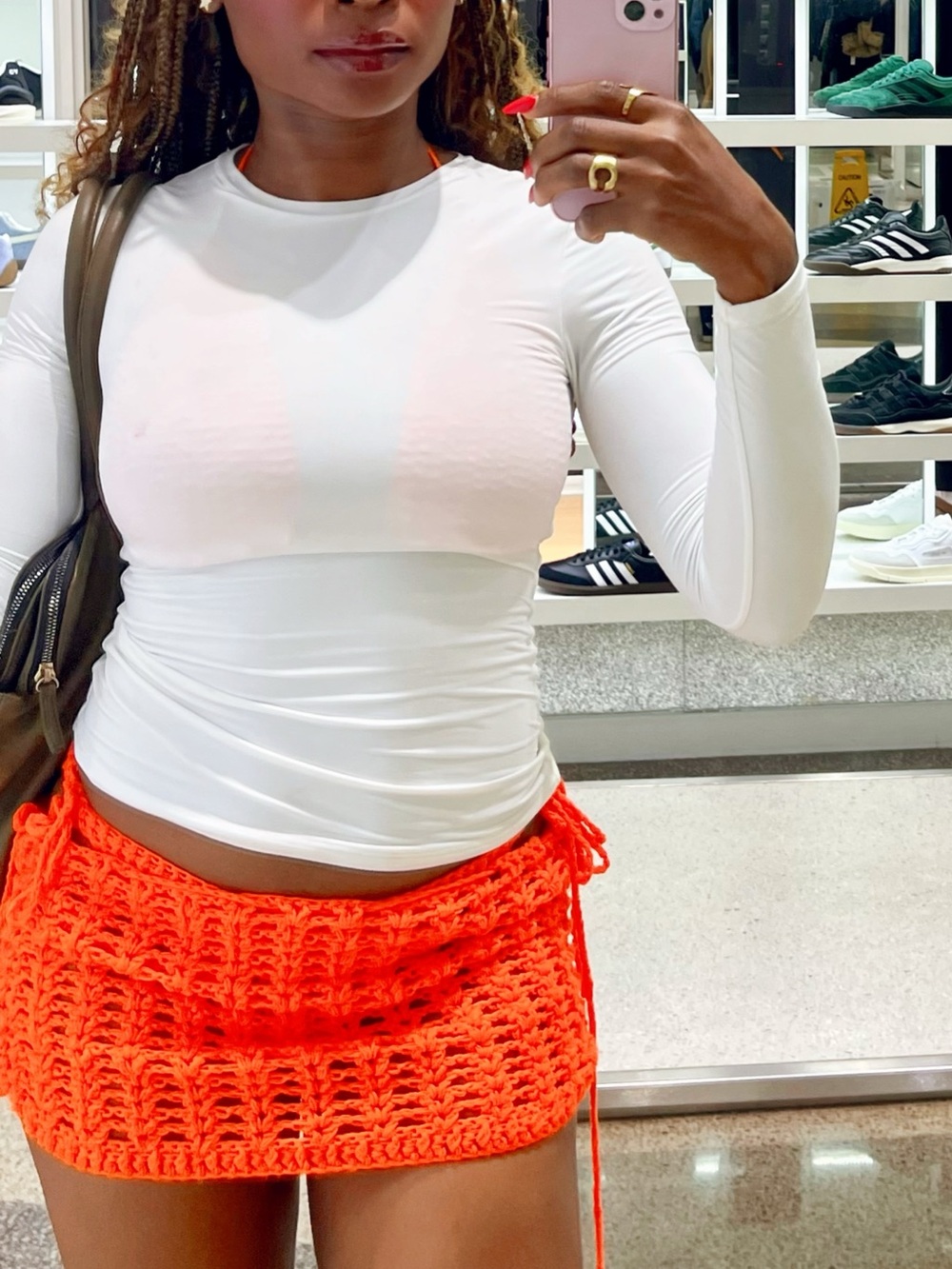 Orange Crochet Set Boho Side Tie Festival Style women’s small — large Bikini